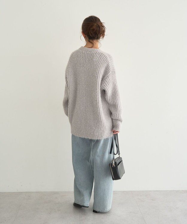 earth music&ecology 【予約】カラーミックスシャギーカーディガン グレー