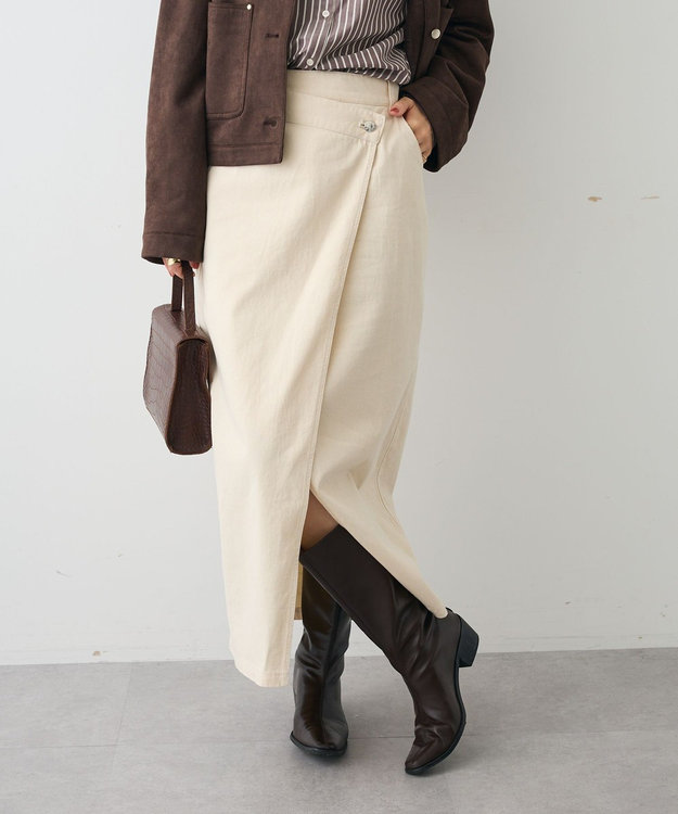 CRAFT STANDARD BOUTIQUE ラップ風デニムスカート Ivory