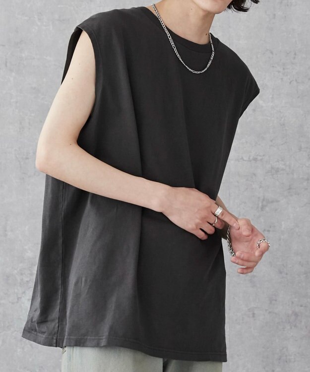 WEGO 【5色3サイズ展開/ユニセックス着用ITEM/洗える/綿100%】スリーブレスコットンT グレーその他