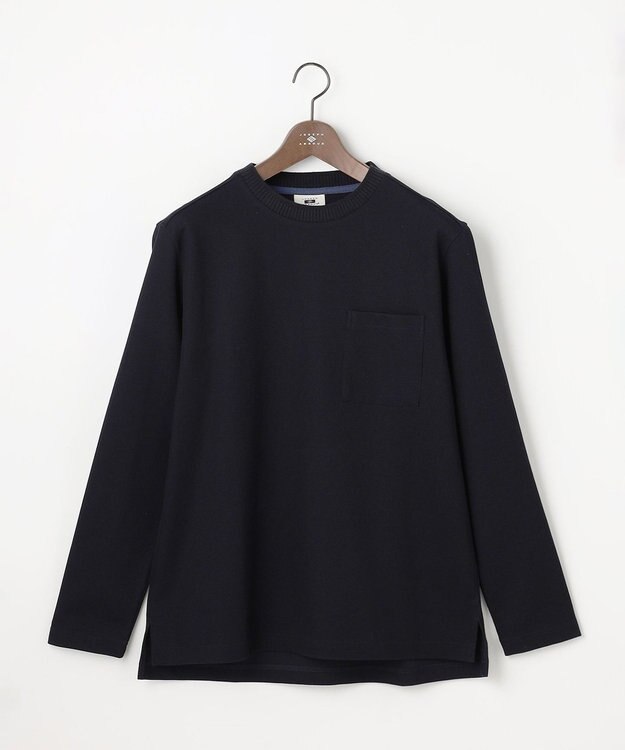 JOSEPH ABBOUD 【JAPANファブリック・日本縫製・清涼】ミラノリブWフェイス長袖Tシャツ ネイビー系