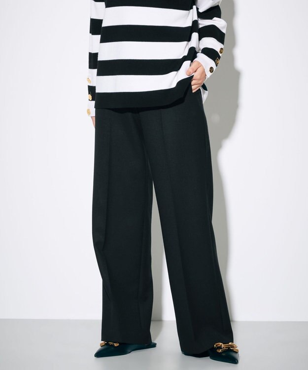 GRACE CONTINENTAL ウールストレッチセミワイドパンツ ブラック