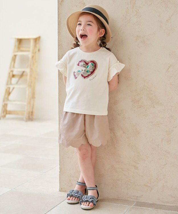 ANY KIDS 水陸両用 柄が浮き出る ショートパンツ ベージュ