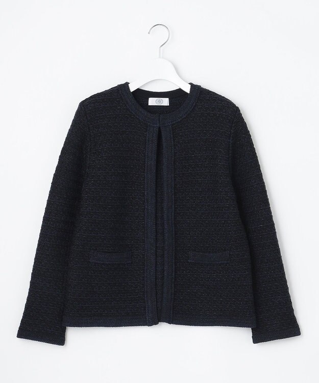 J.PRESS LADIES 【洗える】TWEED KNIT カーディガン ネイビー系