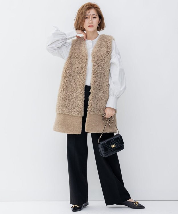 23区 L 【洗える】CANCLINI ボリュームスリーブ シャツ ライトグレー系