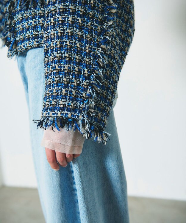 GRACE CONTINENTAL フリンジドルマンジャケット ブルー