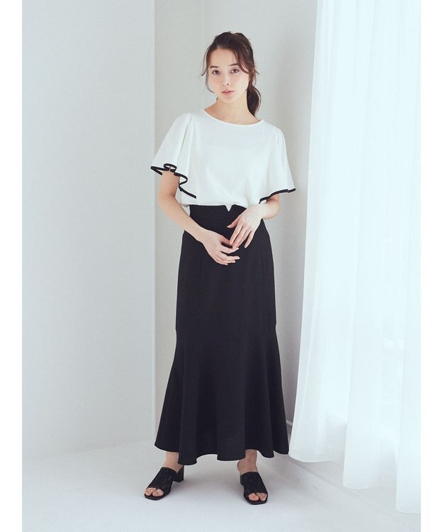 earth music&ecology パイピングフレアスリーブカットソー Off White