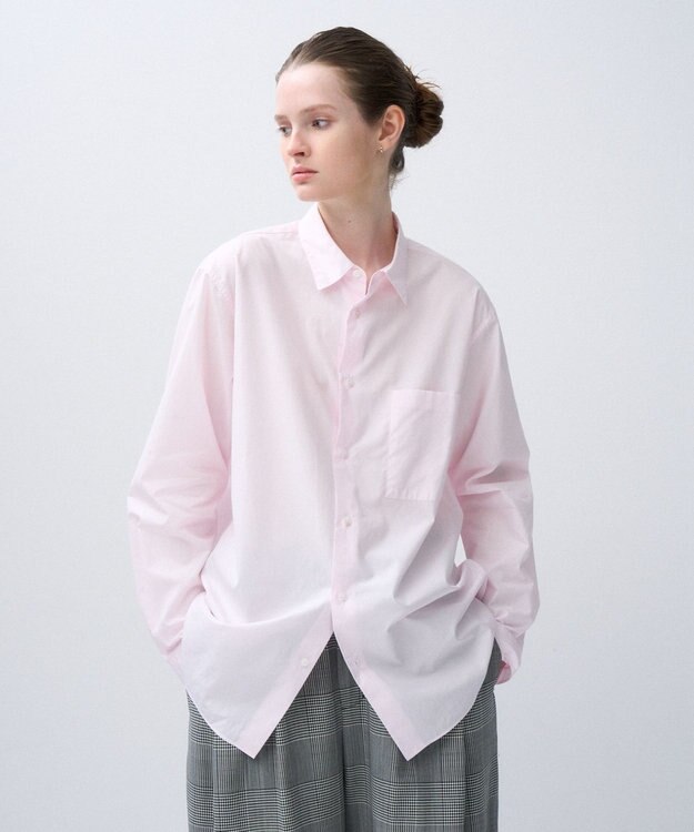 ATON GIZA COMPACT STRIPE | スタンダードシャツ PINK STRIPE