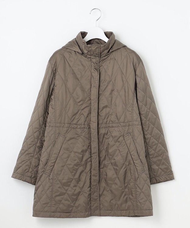 自由区 L 【洗える】ブライトキルト フード付きコート カーキ系