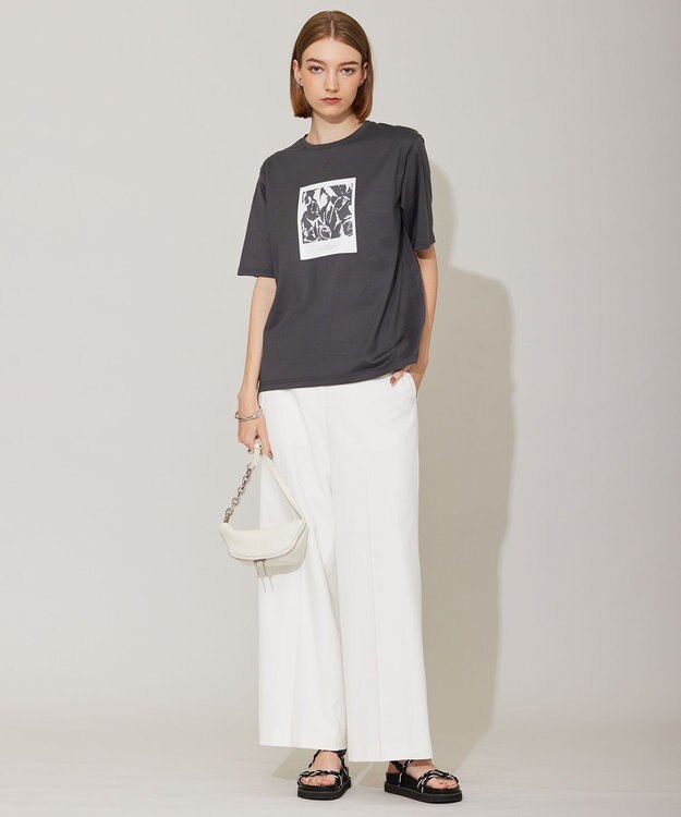 ICB 【洗える】 ロゴTEE カットソー チャコール系