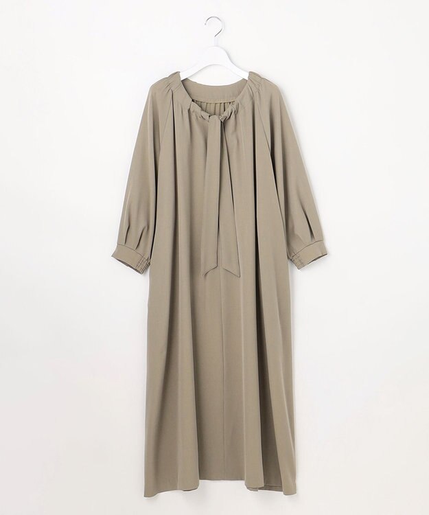 自由区 L 【SHIHOさん着用】TWドレープツイル3WAYボウタイ ワンピース モカ