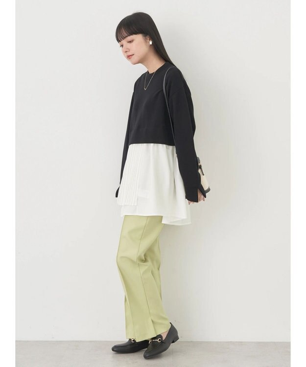 earth music&ecology プリーツヘムドッキングチュニック Black