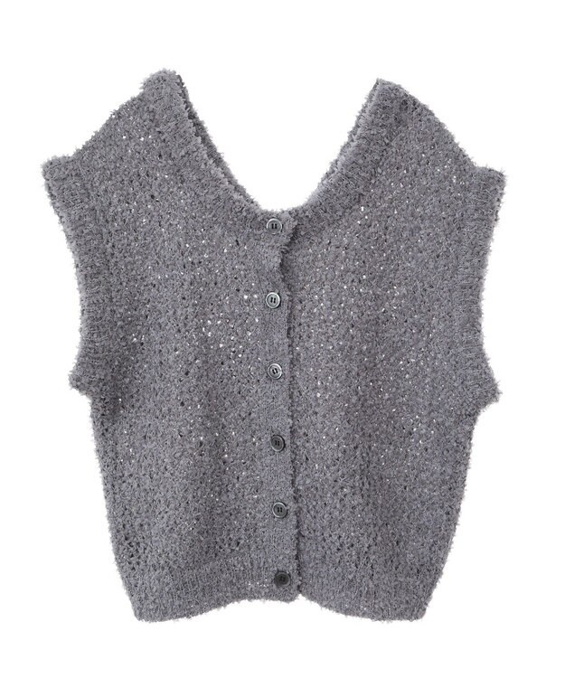 earth music&ecology ファンシーヤーンベスト Charcoal Gray