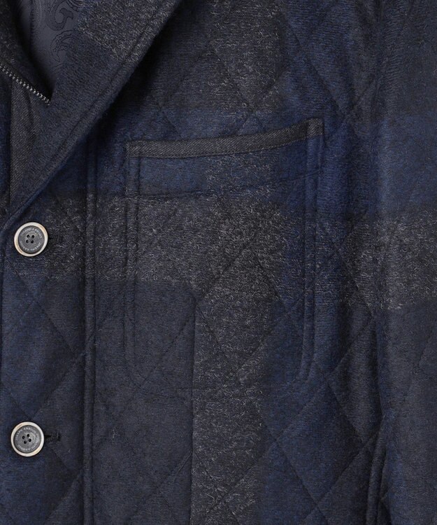 JOSEPH ABBOUD 【イタリア素材/軽量/中綿キルト】 スライバーチェックキルト ジャケット ネイビー系4