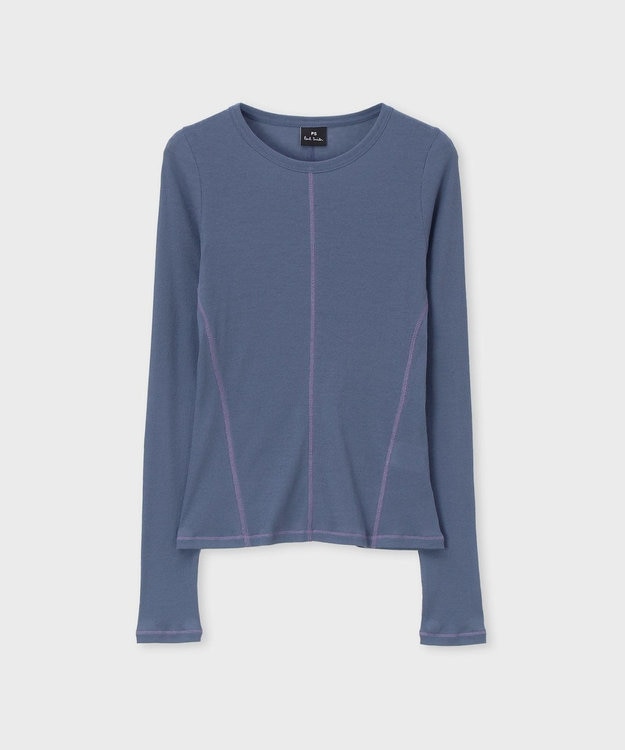Paul Smith コントラストステッチ リブ 長袖カットソー ダークインディゴ