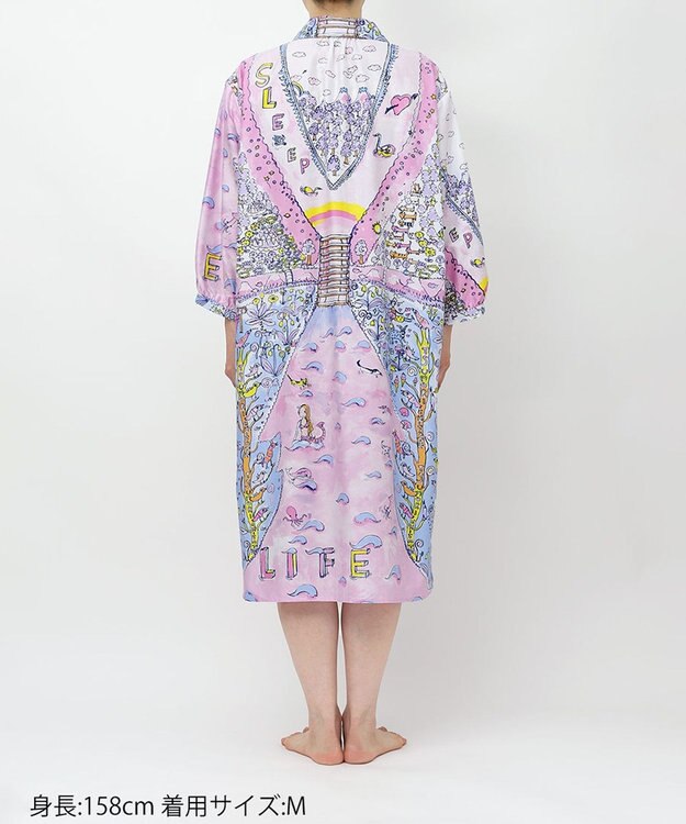 tsumori chisato SLEEP ツモリチサト ワンピース 綿100%(本体) サテン 8分袖 長袖 ロング丈 レディース UNX207/ワコール ピンク