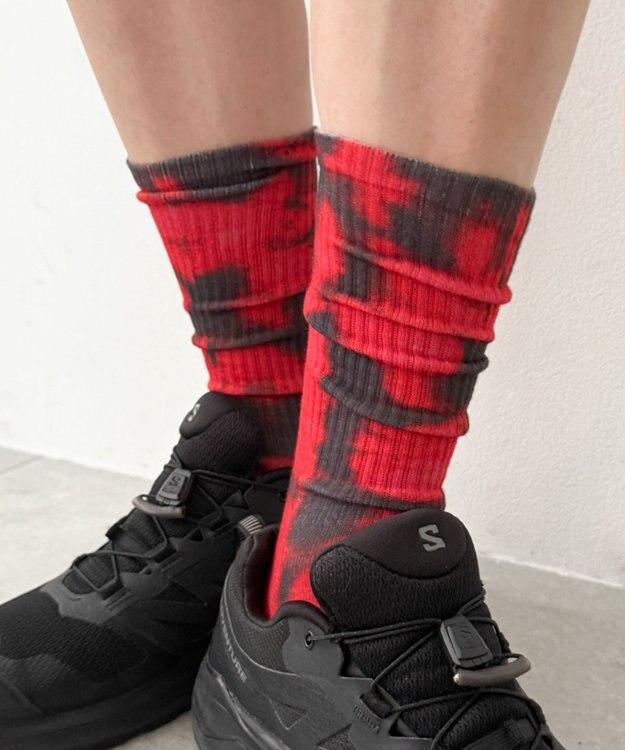 WEGO タイダイプリントソックス レッド