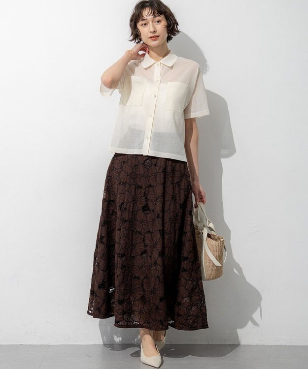 23区 L 【先行予約/見上愛さん着用/WEB&一部店舗限定カラーあり】シアー ポロニット アイボリー系