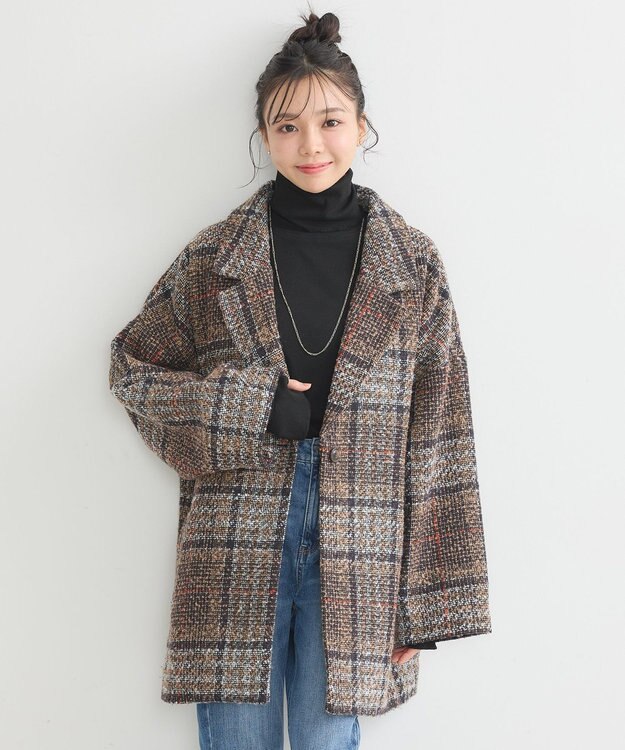 earth music&ecology オーバーテーラードジャケット　チェック Check