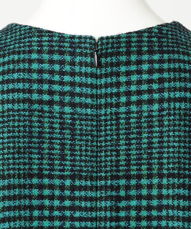 23区 S 【R(アール)】MANTECOツイード ペプラムワンピース グリーン系