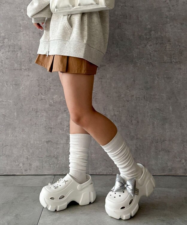 WEGO 【SMLサイズ展開】パーツ付き厚底ラバーサンダル ホワイト