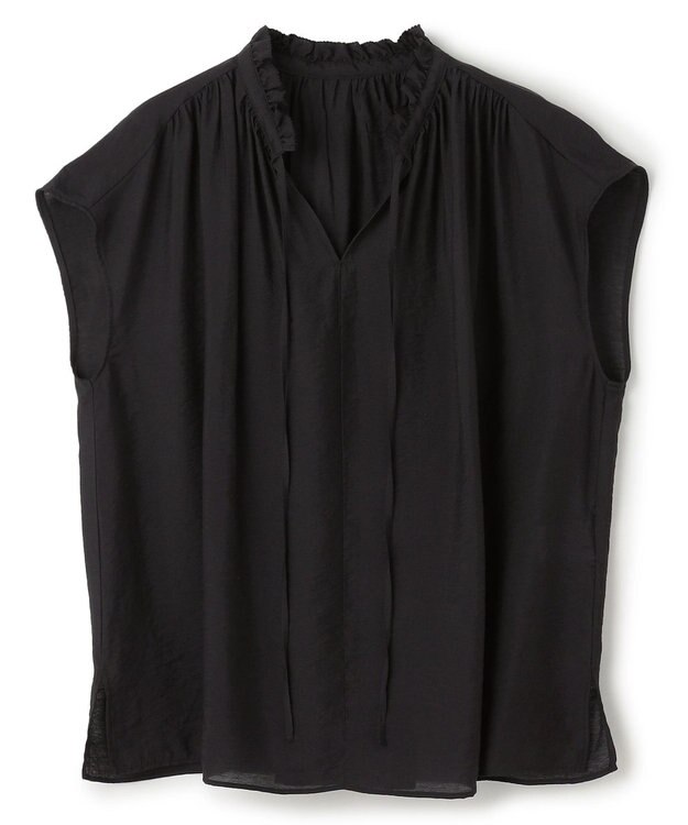 UNFILO ヴィンテージシアー ギャザーブラウス ブラック