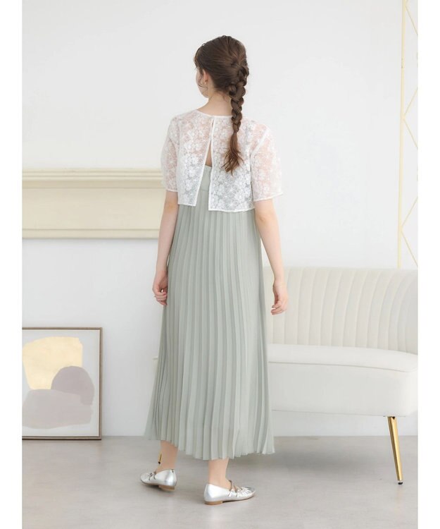 earth music&ecology ＳＥＴ２点　オーガンジー刺繍＋プリーツワンピース Mint