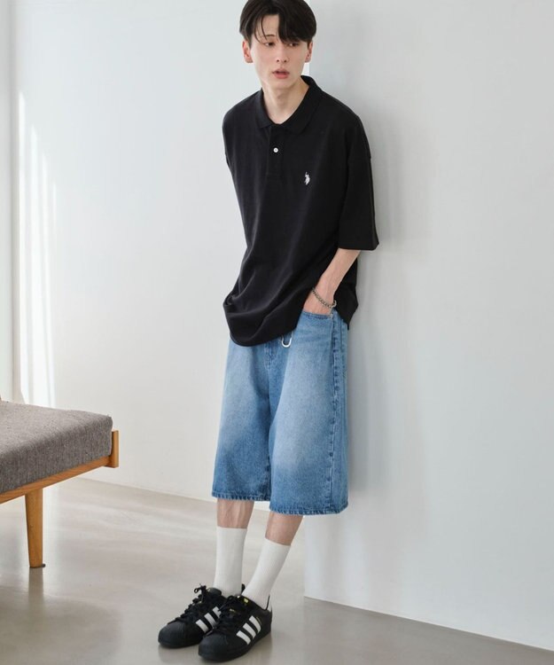 WEGO 【ユニセックス着用ITEM/MLサイズ展開】別注USPOLO　ヘビーウェイトポロT ブラック