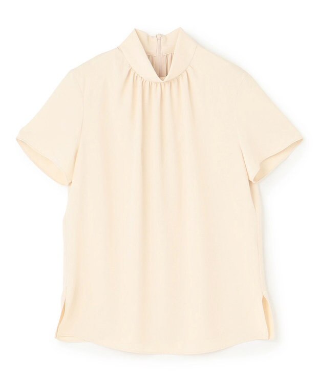 BEIGE， EVA / ハイネックハーフスリーブブラウス Sheer Orange