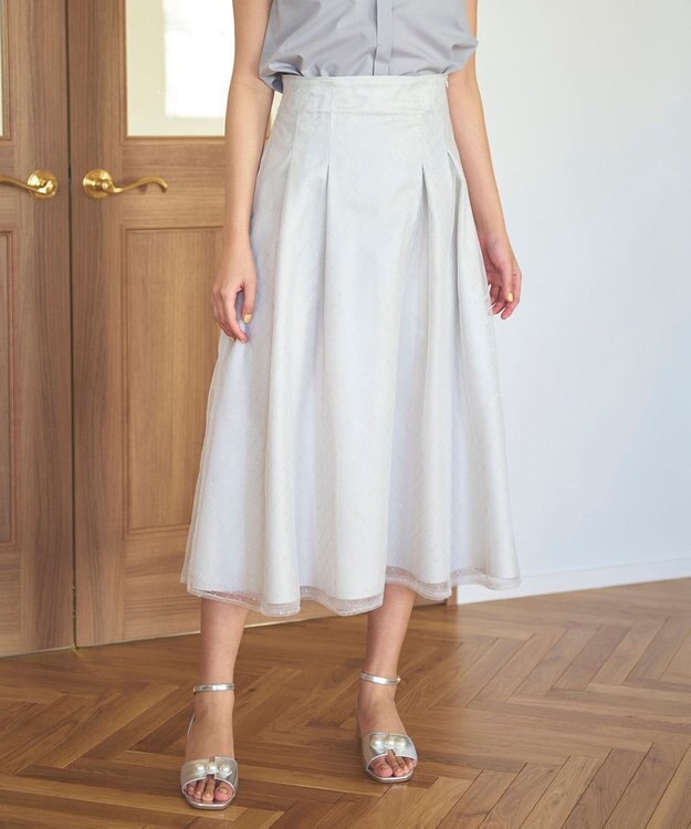 Feroux ダイヤチュール スカート ライトグレー系