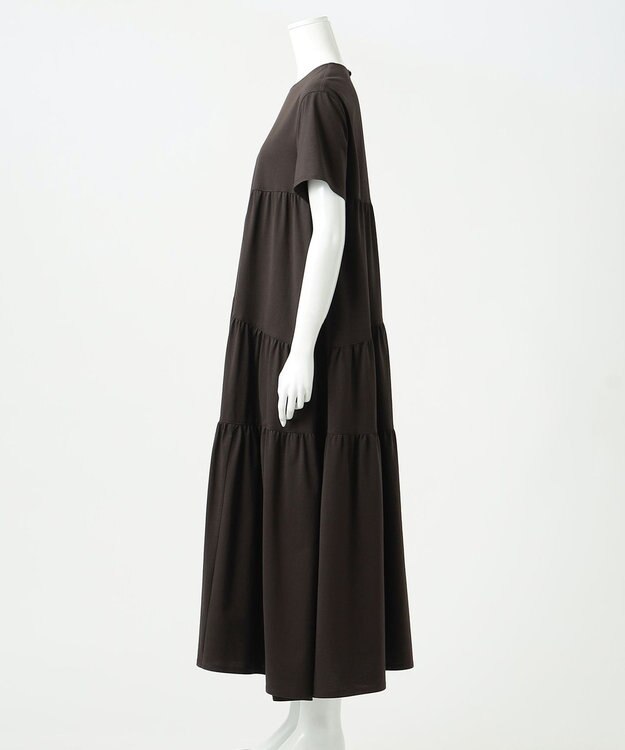 23区 【R(アール)】プレミアムコットンジャージー ティアードワンピース ブラウン系