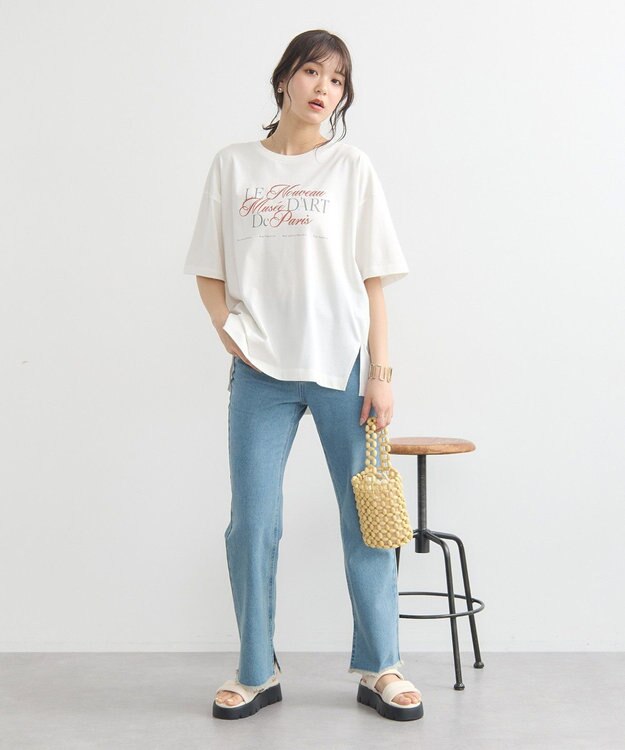 earth music&ecology Ｌｅ　ｎｏｕｖｅａｕスリットＴ Off White