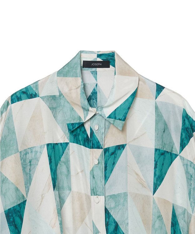 JOSEPH マーブルプリント　シルクシャツ Lagoon combo