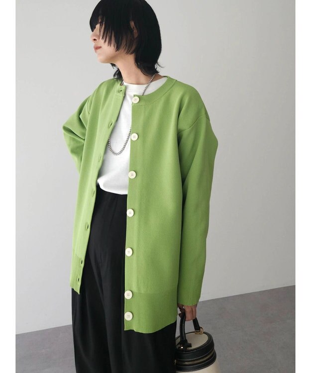 Green Parks かるい クルーネックカーディガン Green