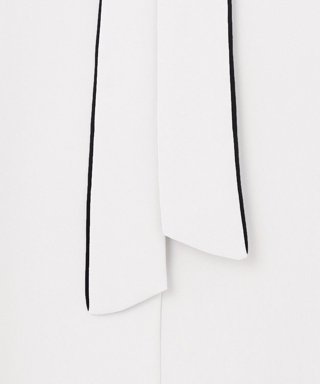 ICB 【先行予約】BackSatinAmunzen 5分袖配色ボウタイブラウス オフホワイト