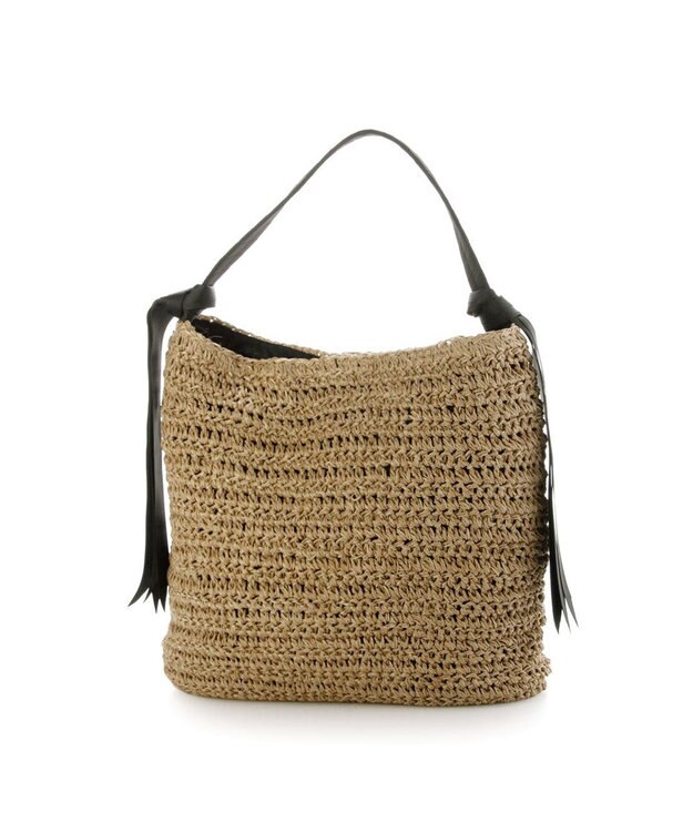 UNBILLION カシュカシュ cachecache / 下がりグログラン地柄編みトート カゴバッグ ブラック