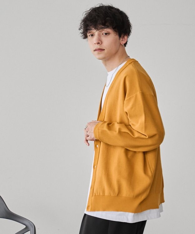 WEGO 【ユニセックス着用ITEM/紫外線対策/冷房対策】オーバーフィットドライタッチカーディガン イエロー