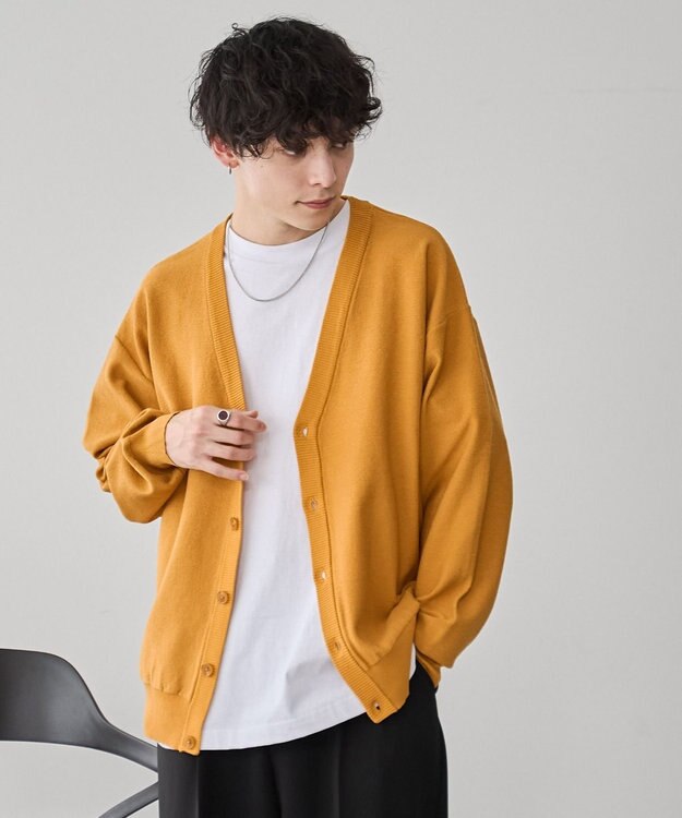 WEGO 【ユニセックス着用ITEM/紫外線対策/冷房対策】オーバーフィットドライタッチカーディガン イエロー