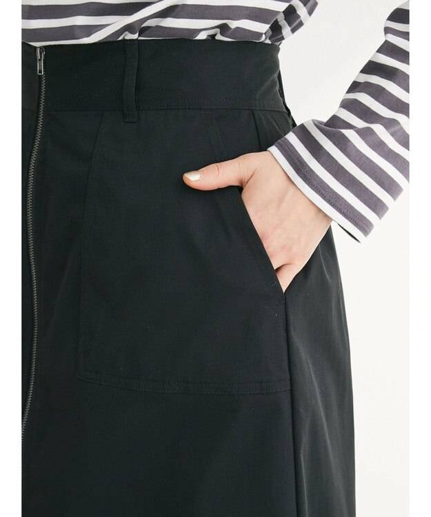 Green Parks フロントＺＩＰセミフレアスカート Black