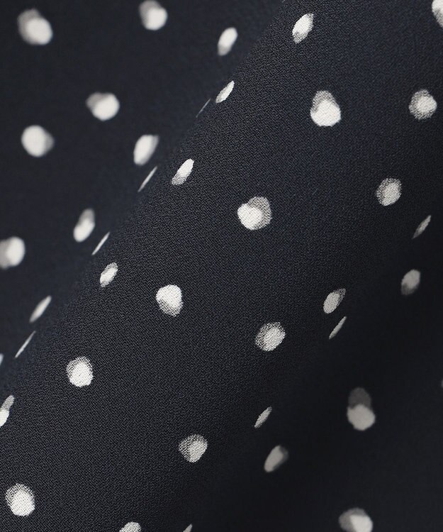 23区 【セットアップ対応/洗える】バックサテンアムンゼン ドットプリント スカート ネイビー×ホワイトドット