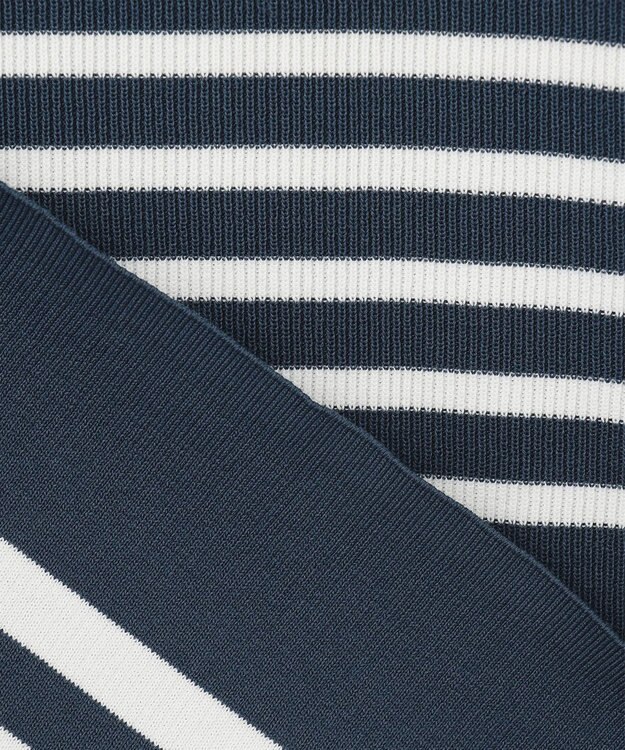 23区 【洗える】ラスターコットンポリエステル ボーダー ニット ブルーボーダー