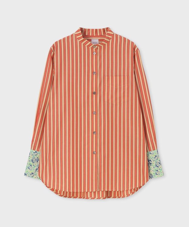 Paul Smith Garden Floral スタンドカラー 長袖シャツ オレンジ
