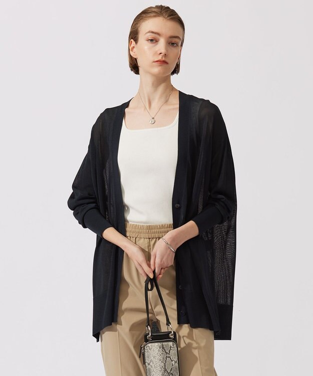 ICB 【洗える】 ドライシンセティックハイゲージ カーディガン ネイビー系