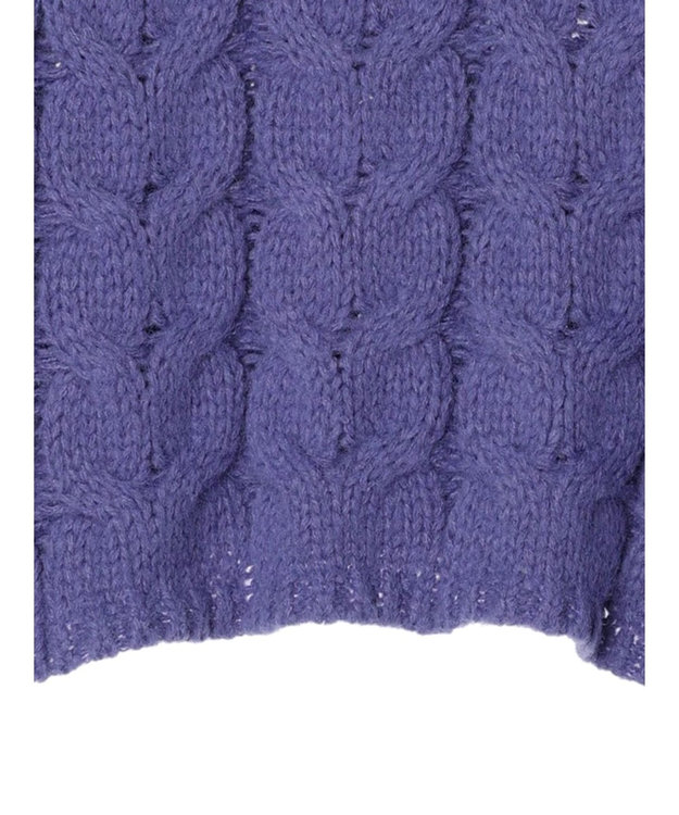 earth music&ecology ローゲージ手編み風ケーブルプルオーバー Blue