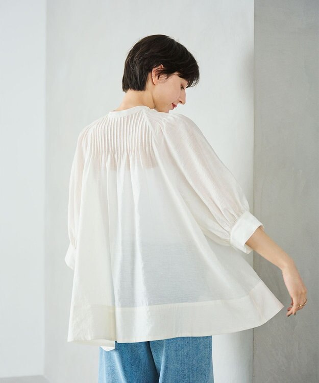 #Newans 【金子綾さんインスタライブご紹介アイテム】（前後着用可能）ピンタックシアーブラウス ホワイト