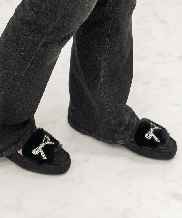 Bridget Birkin 【Bridget Birkin】キラキラリボンムートンシューズ ブラックスウェード