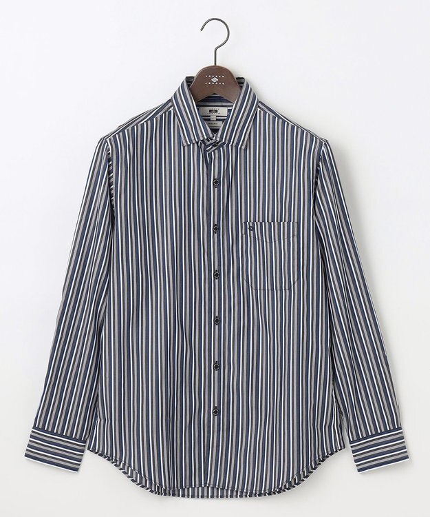 JOSEPH ABBOUD 【オーガニックコットン・柔らかな肌触り】カラーストライプ シャツ ネイビー系1