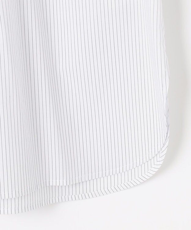 J.PRESS LADIES 【洗える】APESCO ストライプ バンドカラー ブラウス ライトグレー系1