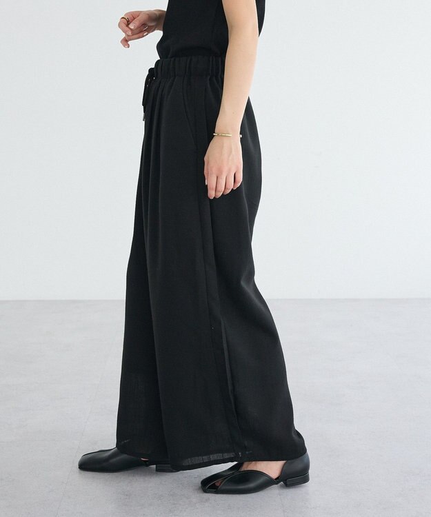 CRAFT STANDARD BOUTIQUE リネンライクワイドイージーパンツ Black