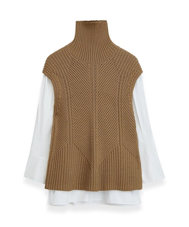 JOSEPH ミクスドメディアニット　コンビネーションベスト Oak/White