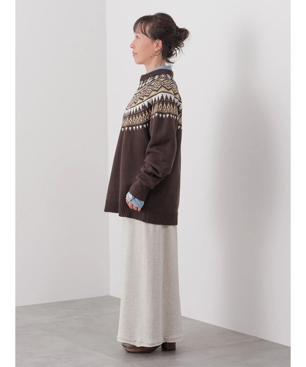 CRAFT STANDARD BOUTIQUE 【男女兼用】求心柄クルーネックニット Brown